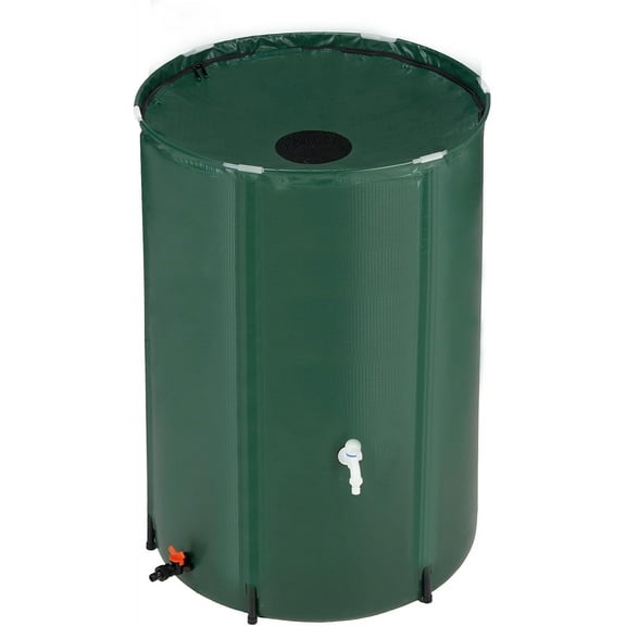 ZYPPP 100 Gallon Collapsible Rain Barrel, Portable Water Storage Tank, Rainwater Collection System Downspout, Water Catcher Container with Filter Spigot Overflow Kit
