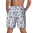 thumbnail image 2 of Lsque Mens Swim Trunks Dark Blue Snowflakes Pattern - Bathing Suit Compression Liner - Beach Swim Shorts Swimwear - (S-3XL) - Stretch Quick Dry -Large, 2 of 9