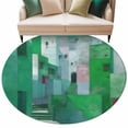 thumbnail image 6 of Green Geometric Round Rug 8ft Washable Circle Rugs Non Slip Abstract Art Modern Painting Large Area Rug Indoor Floor Carpet for Bedroom Kitchen Living Room Home Office Dining Room Nursery, 6 of 8