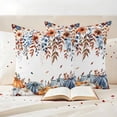 thumbnail image 3 of Orange Blue Pumpkins Fall Outdoor Waterproof Pillow Covers, Thanksgiving Floral Botanical Decorative Square Throw Pillowcase Sofa Cushion Sham for Patio/Couch/Chair, 18"x18" 2 Pack, 3 of 8