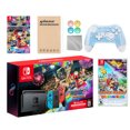 thumbnail image 1 of Nintendo Switch Mario Kart 8 Deluxe Bundle: Red/Blue Console, Mario Kart 8 & Membership, Paper Mario: The Origami King, Mytrix Wireless Pro Controller Blue Bamboo and Accessories, 1 of 8