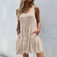 thumbnail image 3 of Birdeem Summer Womens Solid Color Sleeveless Casual Halter Splicing Tank Dress, 3 of 3