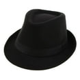 thumbnail image 6 of Yunhgft Men's Manhattan Structured Gangster Trilby Irish Wool Felt Fedora Hat Black, 6 of 9