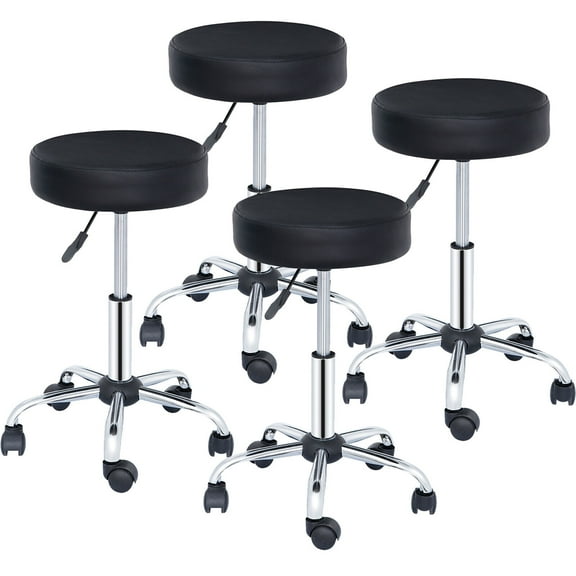 ZENY 4-Piece Adjustable Rolling Stool Set – Sturdy Metal Frame Salon Chairs for Spa, Beauty, or Kitchen Use
