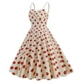 thumbnail image 2 of IBTOM CASTLE Women's Vintage 1950s Cocktail Party Swing Dress Summer Sleeveless Halter Retro Wedding Formal A-line Midi Dresses S Apricot + Red Dots, 2 of 8