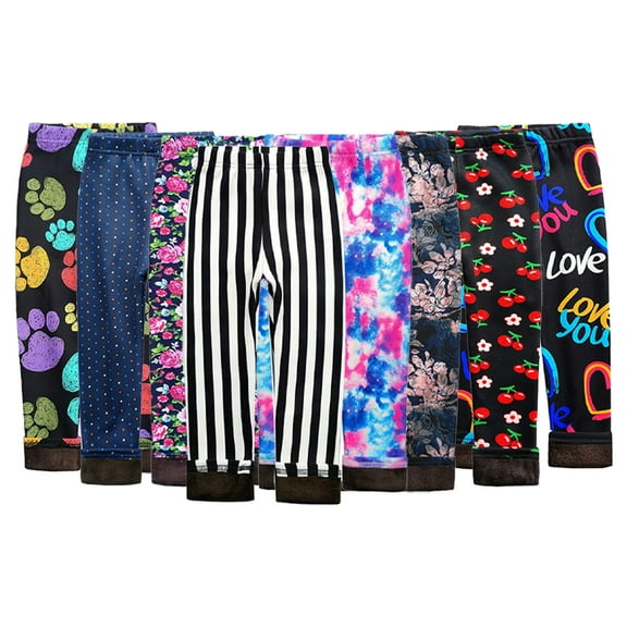 AJZIOJIRO Kids Baby Girls Fall Winter Leggings Toddler Warm Pants Bottoming Trousers Slim Fit Elastic Pants Floral Fleece Lined Warm Pants Tights for 2-11T
