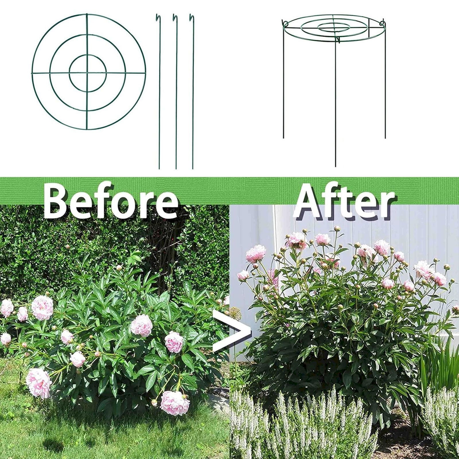 Plant Stakes, Peony Cages and Supports, Mental Plant Support Stakes, Garden Trellis Plant Support Tomato Cage, Large Plant Stakes for Outdoor Plants Peony Rose Flowers, 15.7In H/ Dia 11.8In, 4 Pack