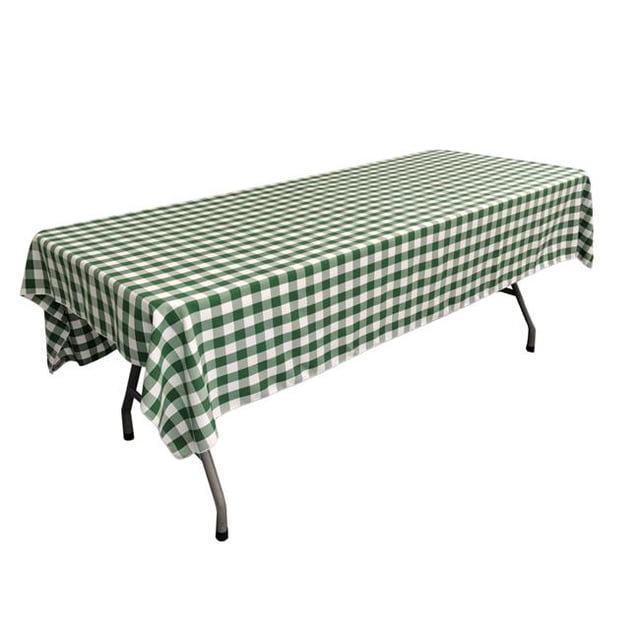 LA Linen TCcheck60x84-HunterGreenK20 Checkered Rectangular Tablecloth, White & Hunter Green - 60 x 84 in.