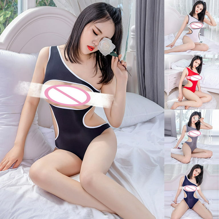 Womens See-through Hollow Out Bodysuit One-piece High Cut Thong Leotard  Lingerie