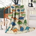 thumbnail image 2 of Beige Cartoon Dinosaurs Pattern Blanket,Comfortable Soft Lamb Wool Throw Blanket,All Season,Warm Lightweight Blankets for Sofa Bed Couch Living Room Chair,60"x80", 2 of 4
