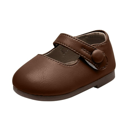 NOLDARES Girls Dress Shoes Slip-on Flower Girl Glitter Ballet Flats for Party  Wedding  Performance  Prom  Graduation(Brown 2-2.5 Years)