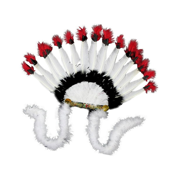 Tocado de plumas, accesorios para fotos, banda para el cabello, decoración, sombrero de jefe indio americano para Estilo A