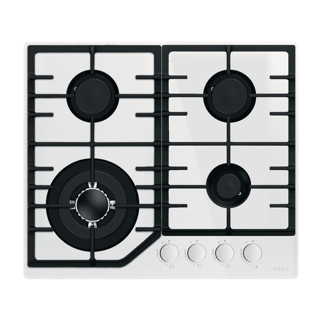 PARRILLA DE 4 QUEMADORES EN CRISTAL TEMPLADO BLANCO NUUR CON TERMOPAR