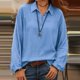 thumbnail image 1 of Xuyuer Womens Solid Lapel Long Sleeves Button Down Shirt Top Casual Basic Office Blouse Blouses for Women Shirts Printed Wrinkle-Free Dressy Casual Blouse Spring Summer Trendy, 1 of 4