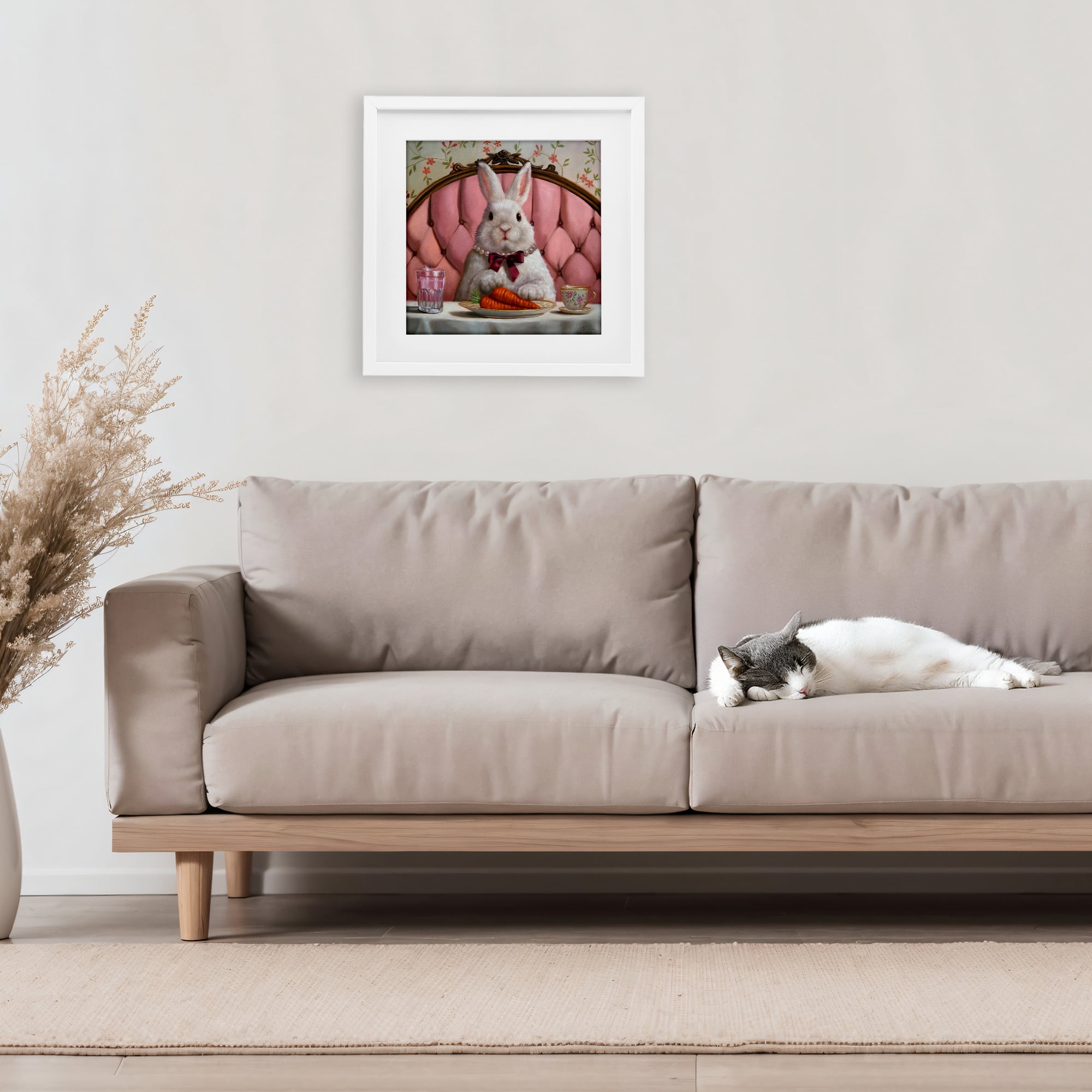 Stupell Industries Bun Appetit Rabbit Dining White Framed Print Under Glass, design by Lucia Heffernan