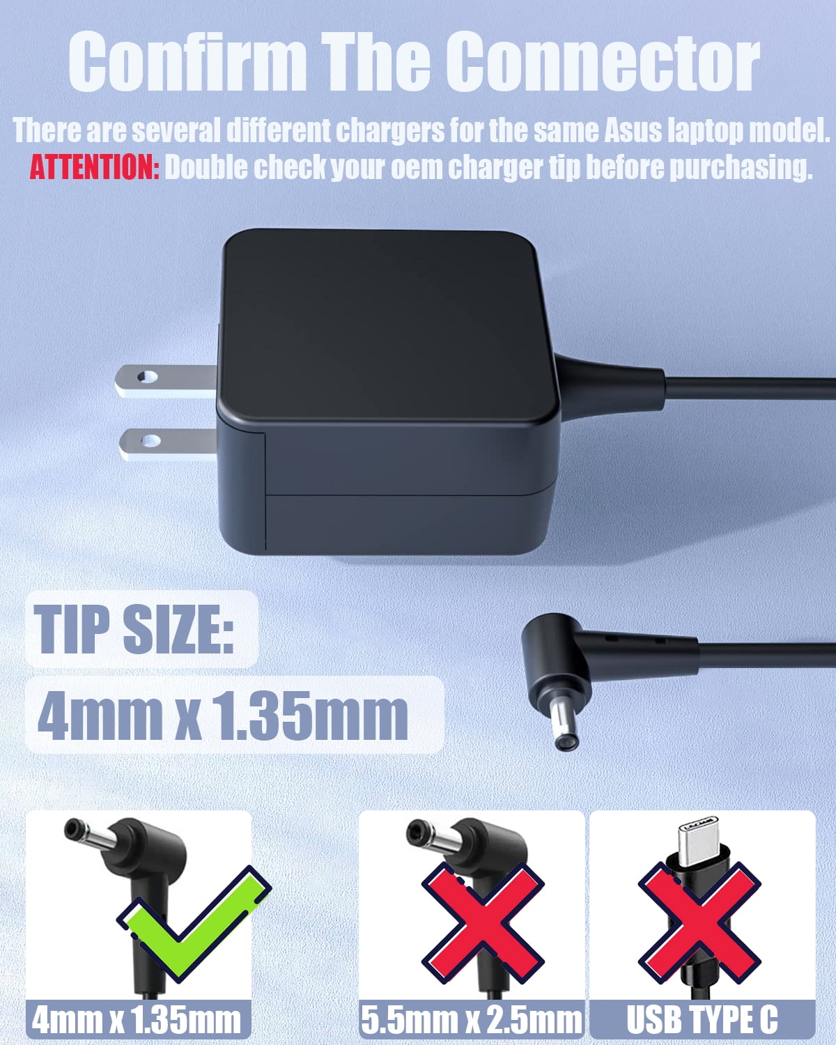 New 65W For Asus Zenbook UX32V UX32VD UX305F X200M ADP-65DW AC Adapter  Charger