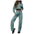 thumbnail image 1 of Fgnfyis Womens Tracksuits Set Womens Cargo Pant Two Piece Outfit Drawstring Full Zip Cropped Work Jacket and Drawstring Long Pant Sets Casual Pocket Solid Color Sweatsuit Trousers Sets Green L, 1 of 6