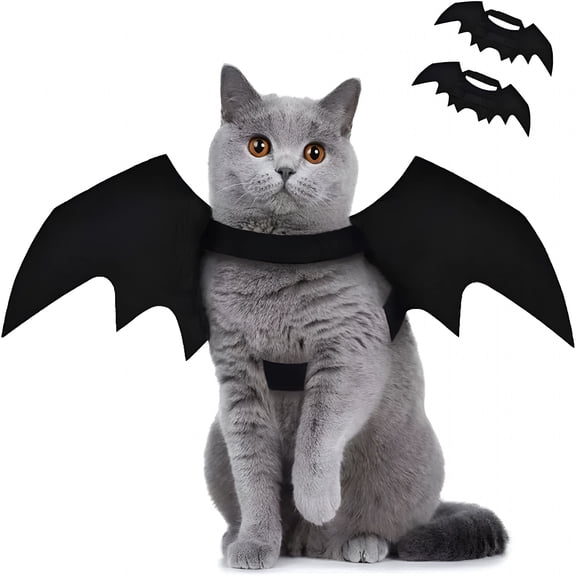 GASTROPOD 2 Pcs Halloween Cat Costume Bat Wings for Cats, Puppy Halloween Costume Accessory Pet Cosplay Cat Bat Wings