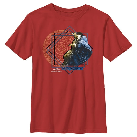 Boy's Marvel Doctor Strange in the Multiverse of Madness Geometric Strange Graphic Tee Red Medium