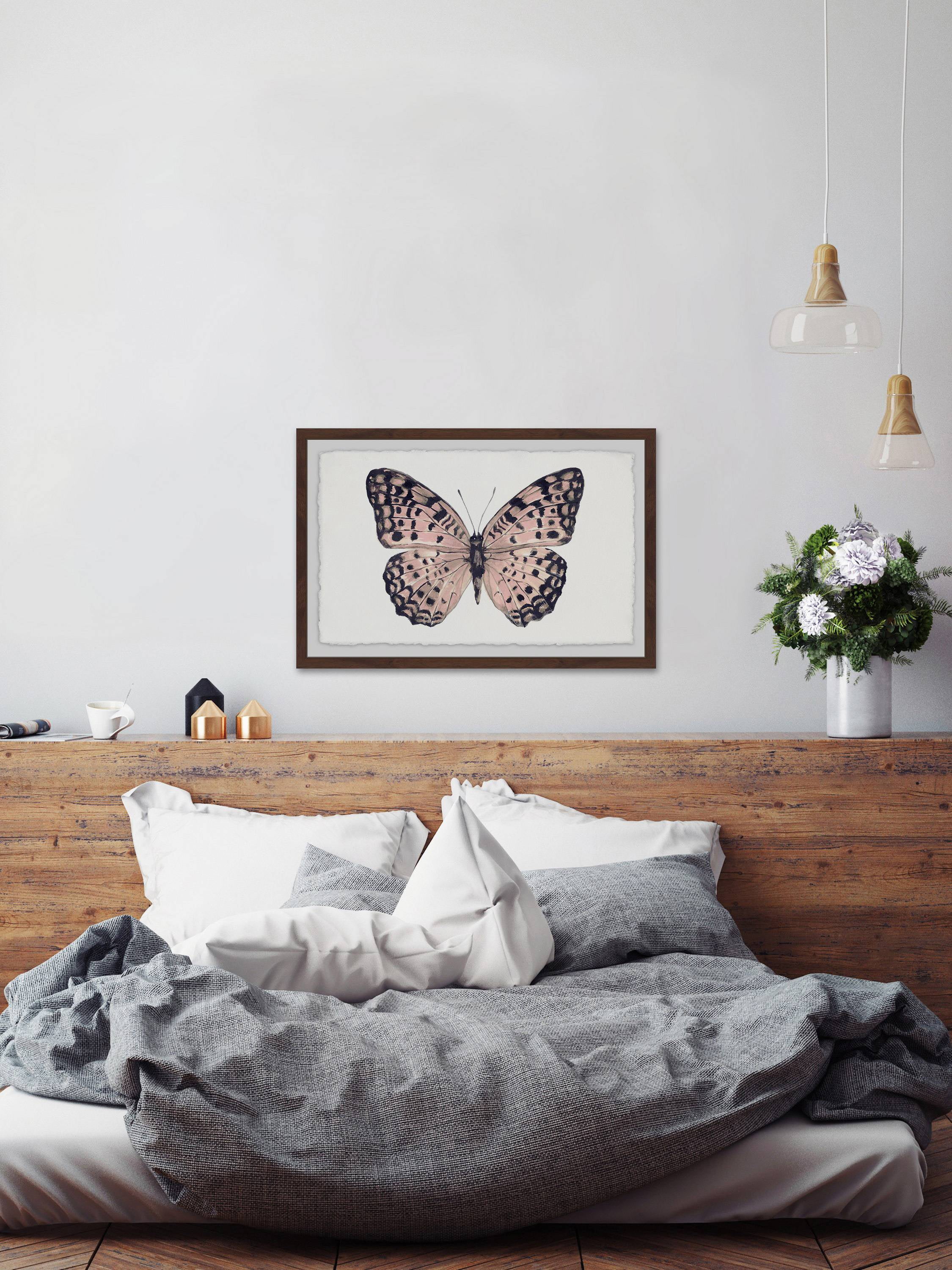 Pink and Black Wings Framed Painting Print