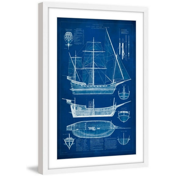 Marmont Hill "Ship Blueprint I" Framed Painting Print