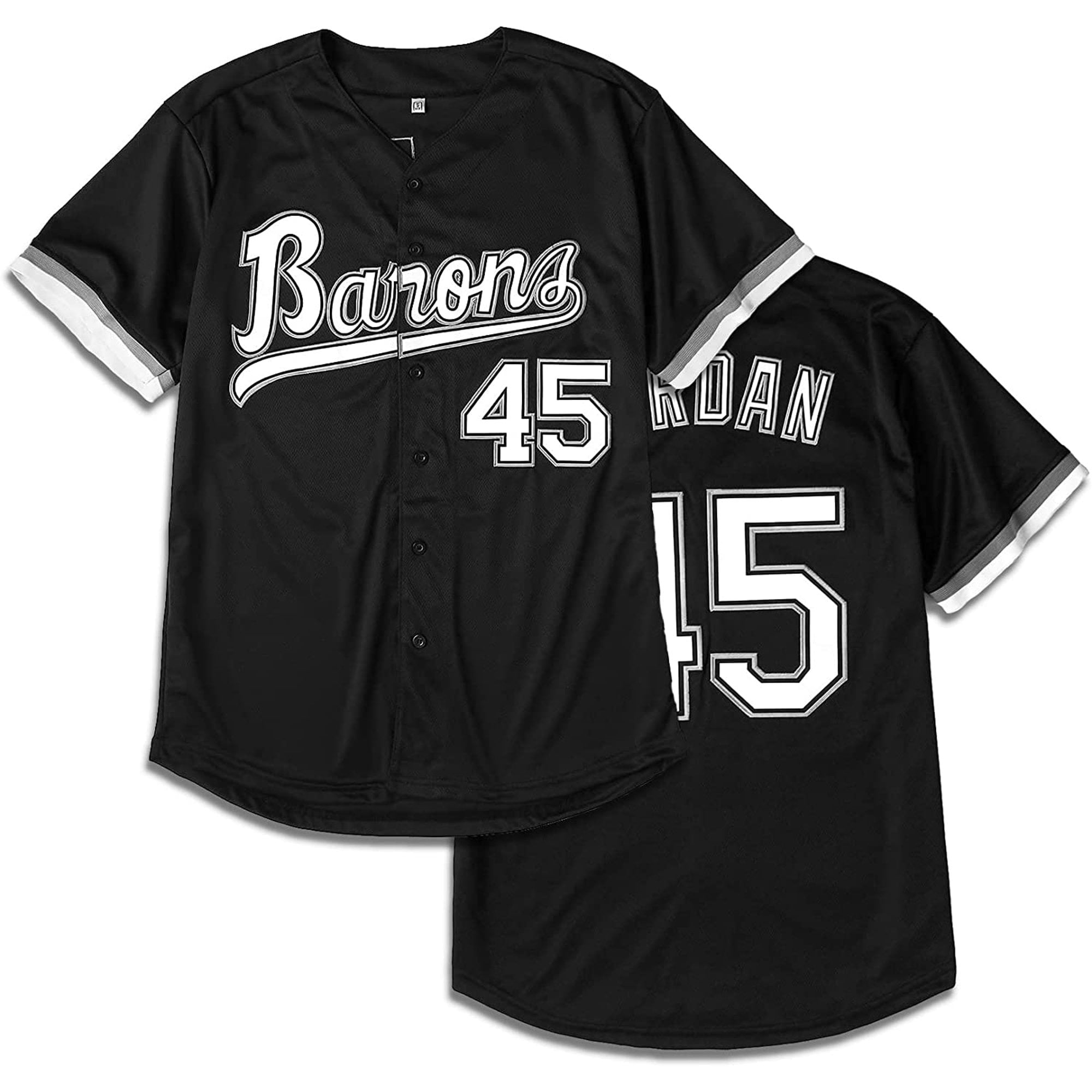 Tocament Birmingham Barons Michael Jordan 45 Baseball Jersey, Black, Small