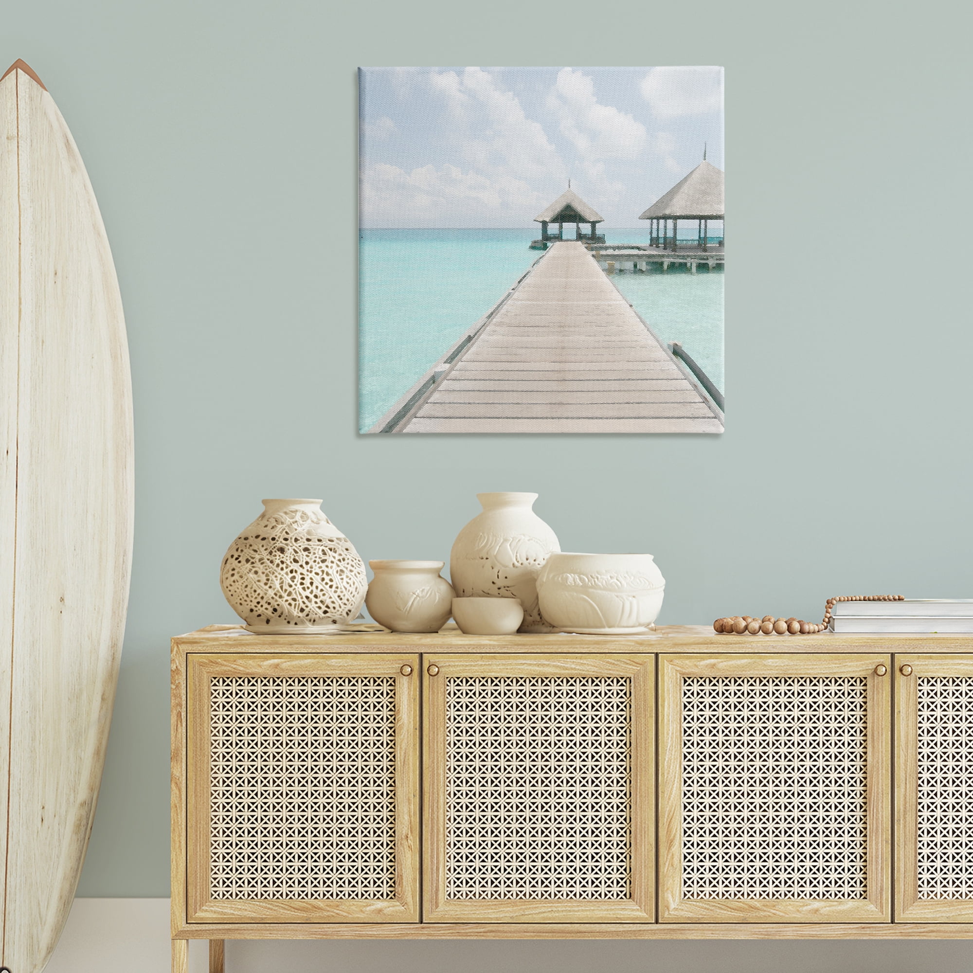 Stupell Industries Tropical Long Pier Coastal Photography Gallery Wrapped Canvas Art Print Wall Art, 36 x 36
