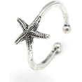 thumbnail image 1 of 1 unidad de anillos ajustables de aleación con forma de estrella de mar para hacer joyas, anillos de metal plateado decorativos, 1 of 2