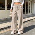 thumbnail image 7 of WULMLEO Womens Corduroy Pants Low Rise Wide Leg Cargo Bottoms Casual Baggy Lounge Tousers Office Business Work Pant with Pockets Beige 2XL, 7 of 7