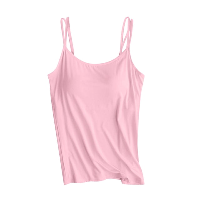 DPTALR Built In Bra Tank Tops For Women Summer Casual Strap Camisole Plus Size Padded Workout Tops