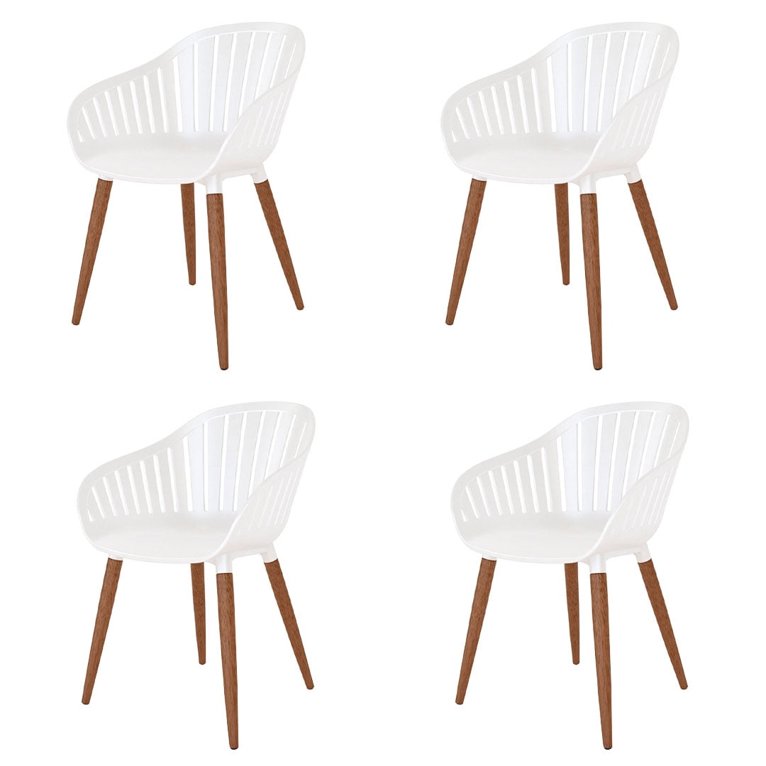 Amazonia Assen 4-Piece Chair Set, Eucalyptus Wood Legs, Ideal for Outdoors and Indoors