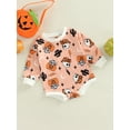 thumbnail image 2 of Newborn Baby Girl Halloween Outfit Pumpkin Ghost Sweatshirt Romper Oversized Bubble Bodysuit Infant Baby First Halloween Cute Clothes, 2 of 7