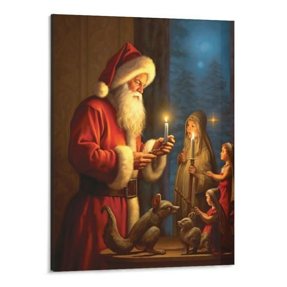 Creowell Christmas Santa Claus Canvas Wall Art Poster Picture Modern Office Home Room Decor Painting  16x20inch