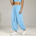 thumbnail image 3 of hoksml Women's Tie Waist Jogger Pants, Solid Color Loose Elastic Cuff Casual Trousers, 3 of 4