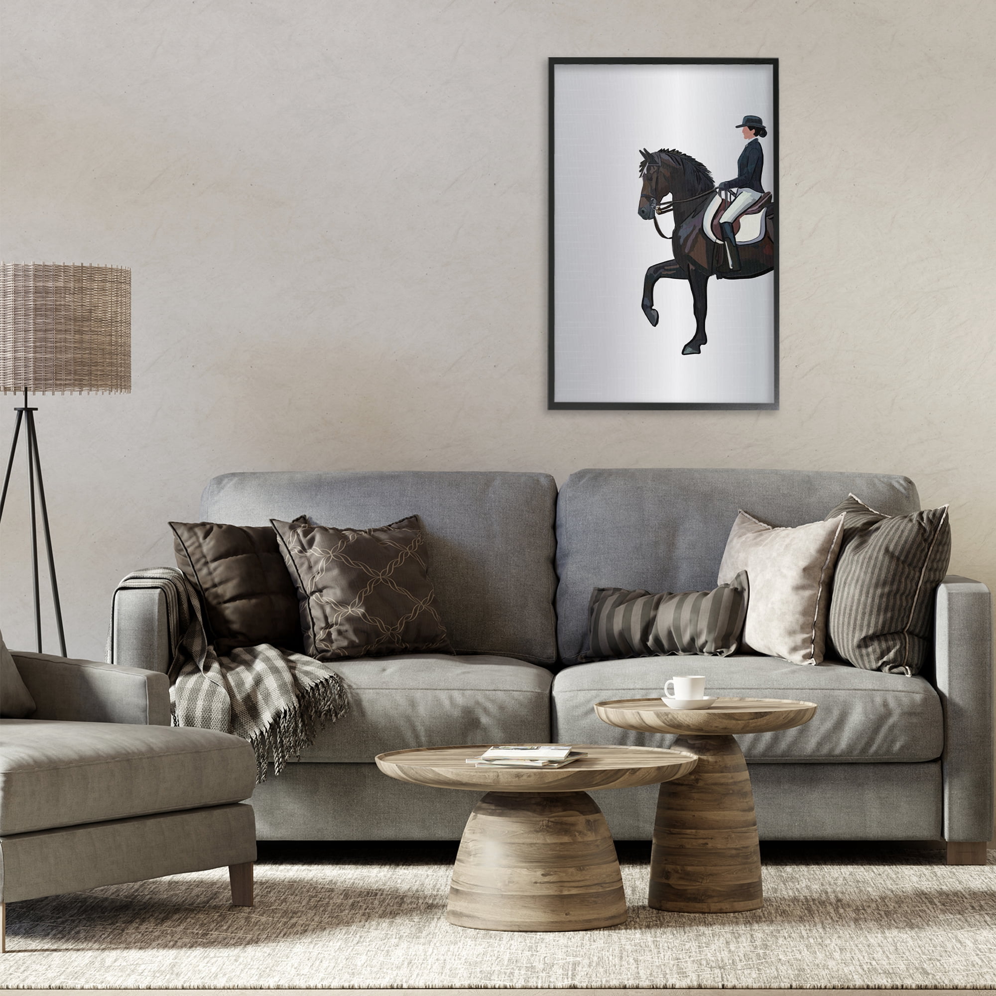 Stupell Industries Equestrian Jockey & Horse Animals & Insects Painting Black Framed Art Print Wall Art, 20 x 30