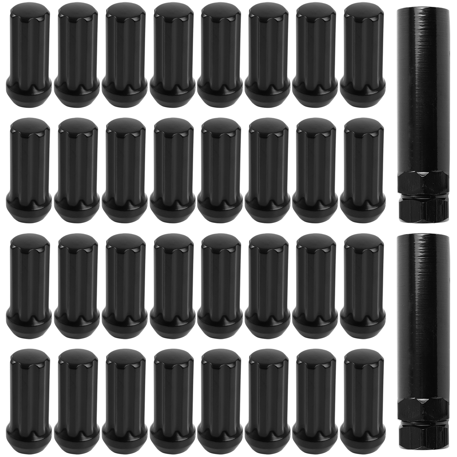OEMASSIVE 32Pc 2" Black M14x1.5 Spline Lug Nut For Chevy Silverado 2500/3500 Ram 2500/3500
