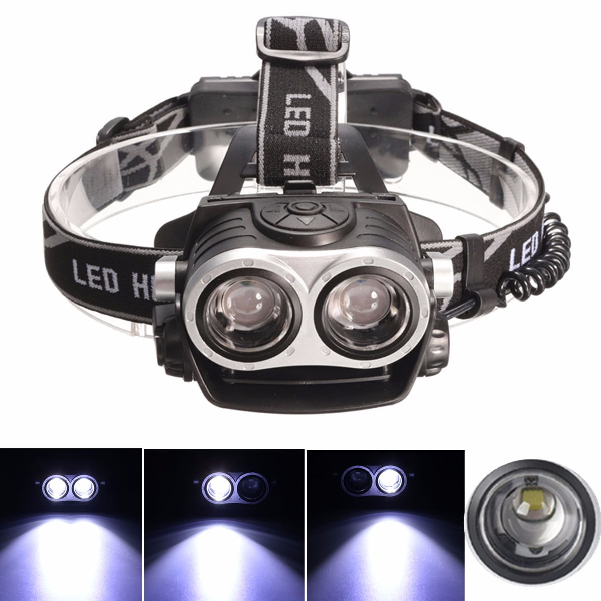 T6 Led Head Light Lamp 3-Mode Zoom Headlight Usb Charge Head Torch Camping Flash