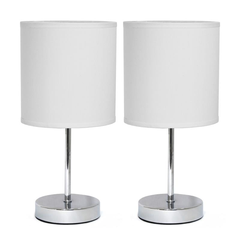 Simple Designs Chrome Mini Basic Table Lamp with Fabric Shade 2 Pack Set -  Walmart.com