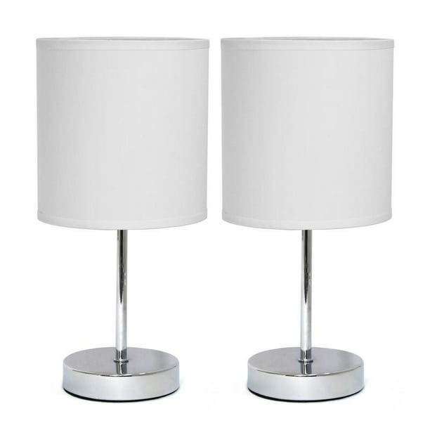 Chrome Mini Basic Table Lamp, Table Lamp With Black Base And White Shade