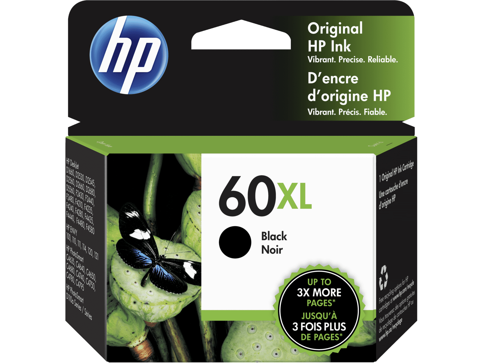 HP 60XL Ink Cartridge, Black (CC641WN)