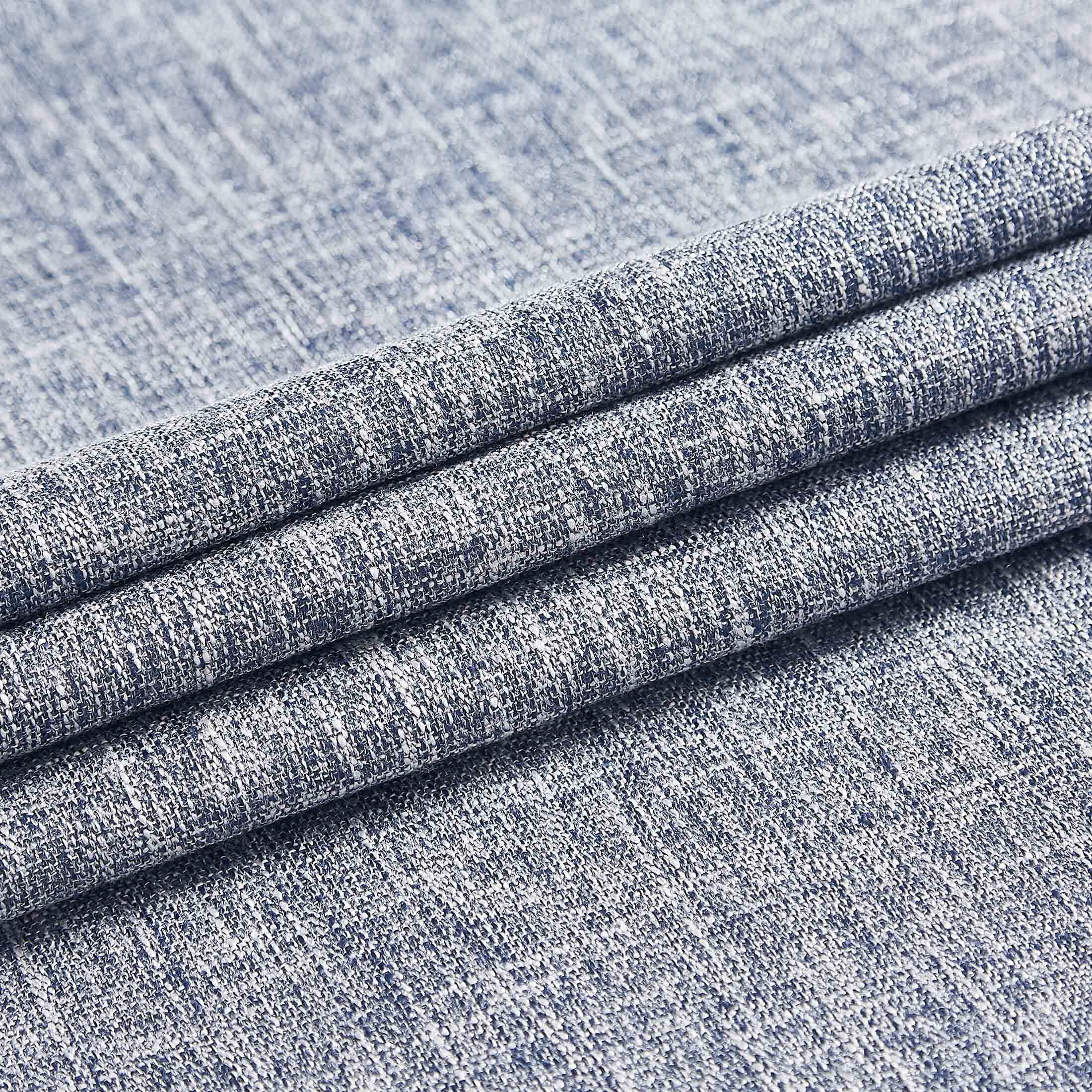 Uptown Home Navy Blue Solid Heavy Linen Textured Full Blackout Curtain Panle for Bedroom Living Room Office with Gray Liner, Grommet, 50"x84"x2