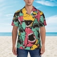 thumbnail image 4 of Balery Angry Shark Pattern Print Men's Hawaiian Shirts Short Sleeve Beach Shirt Relaxed Fit Vacation Button Down Shirts-3X-Large, 4 of 9