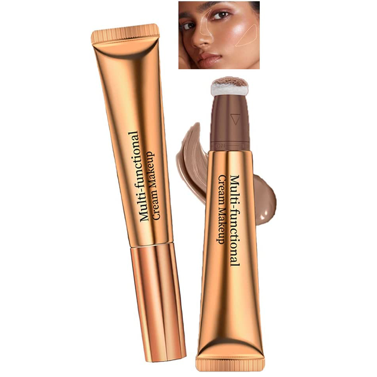 Liquid Contour Beauty Wand, Cream Highlighter and Blusher Rouge Stick with Soft Cushion