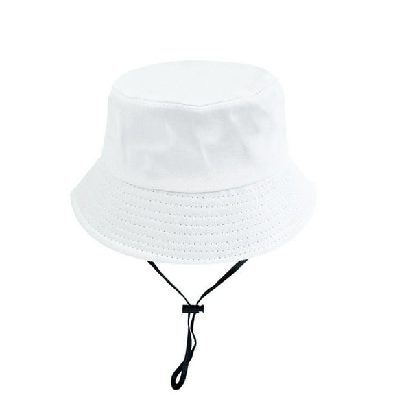 Elvqul Beach Hat Women Men White Fishing Fashion Sun Cap Bucket Drawstring Breathable Solid Unisex Hat