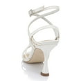 thumbnail image 4 of XYD Women Open Almond Toe Ring Strappy Sandals Ankle Strap Buckled High Heels Elegant Party Dressy Shoes Size 7 White, 4 of 4