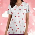 thumbnail image 1 of TIMIFIS Blouse Blanche pour Femmes, Manches Courtes, Col en V, Imprimée, Décontractée, avec Poches-Blanc, 1 of 5