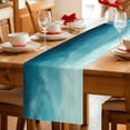thumbnail image 5 of Blue Teal Ombre Table Runner - 60 Inch Long Coastal Beach Modern Abstract Art Cotton and Linen Blended Dress Scarves Farmhouse Table Runner for Kitchen Dining, Coffee Table, 13" x 60", 5 of 8