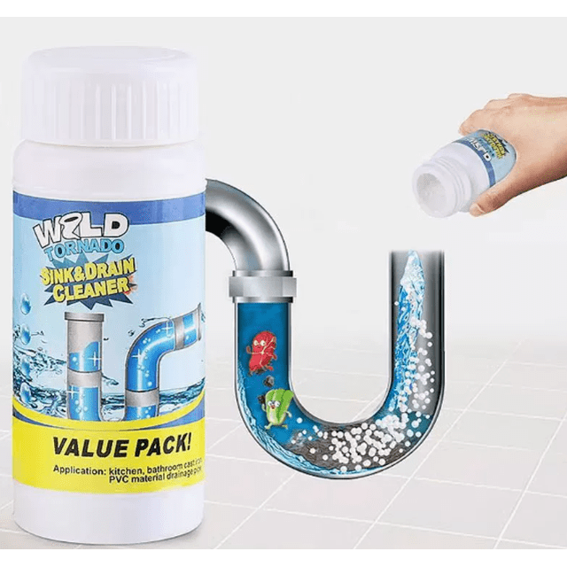 Polvo Limpiador de Desagues Espumoso para Fregaderos de Cocina y Baño, Removedor de Obstrucciones de Tuberías, 110g
