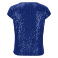 thumbnail image 3 of LLYwey Sequin T-Shirts for Women Cap Sleeve Summer Tops Solid Crew Neck Short Sleeve Casual Loose Blouses Tees Shirts, Style-6, Blue, M, 3 of 5