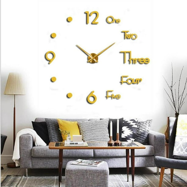 Reloj de pared grande Etiqueta de espejo 3D Frameles Reloj de superficie de Golden L Sunnimix Reloj creativo de pared 3D Walmart en linea